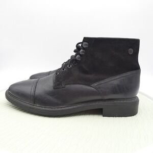 Base London Conrad Mens US 10 Boots Black Suede Leather Cap Toe Lace Up Combat